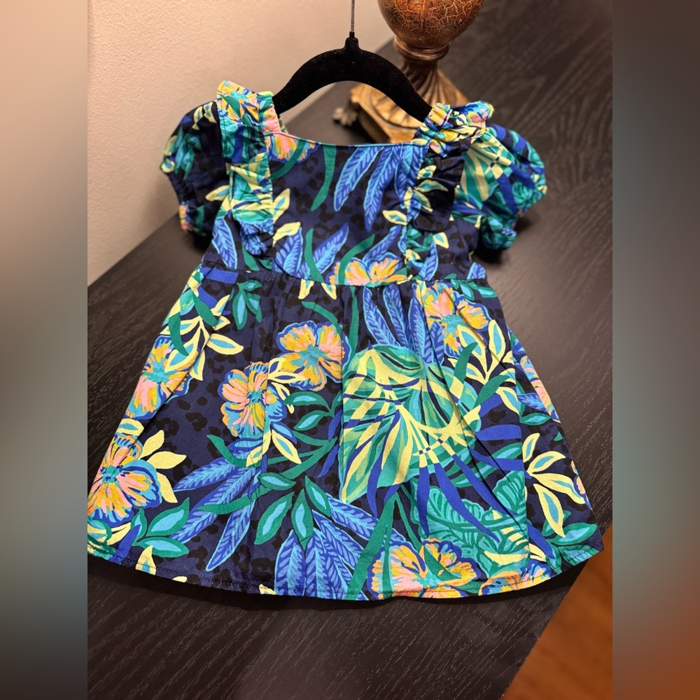 Lilly Pulitzer Floral Blue and Green Baby Dress